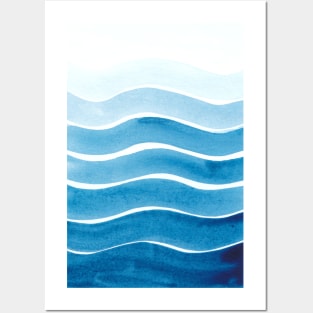 Waves watercolor painting Posters and Art